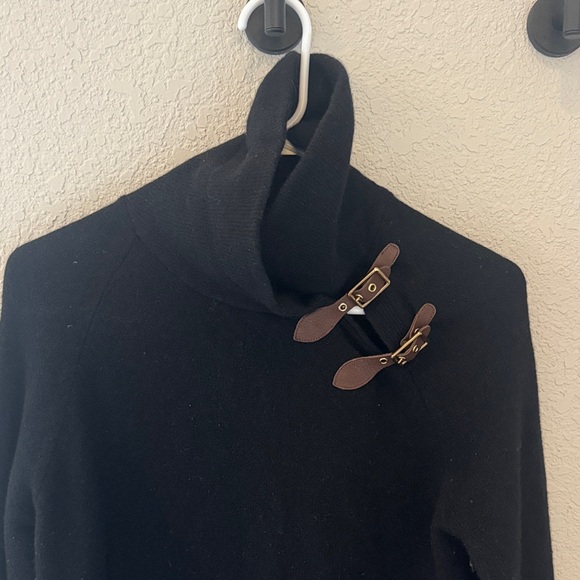 Ralph Lauren Black Turtleneck Sweater with Leather Buckles - Picture 3 of 9